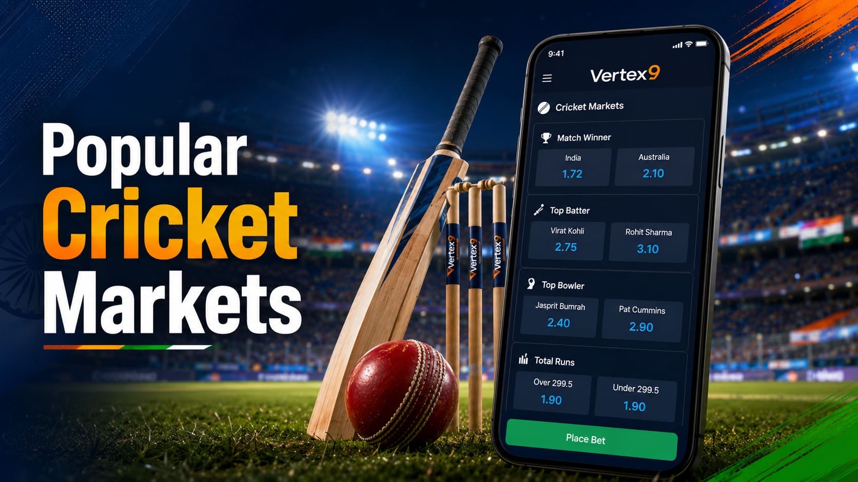 Popular Cricket Betting Markets on Vertex9